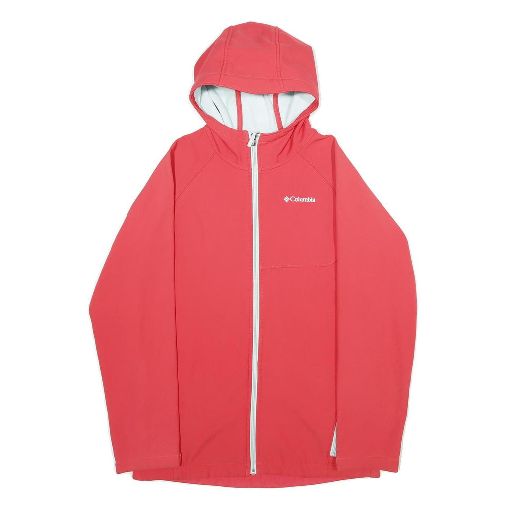 COLUMBIA Womens Red Pink Hooded Zip Jacket XL Softshell Plain Lightweight