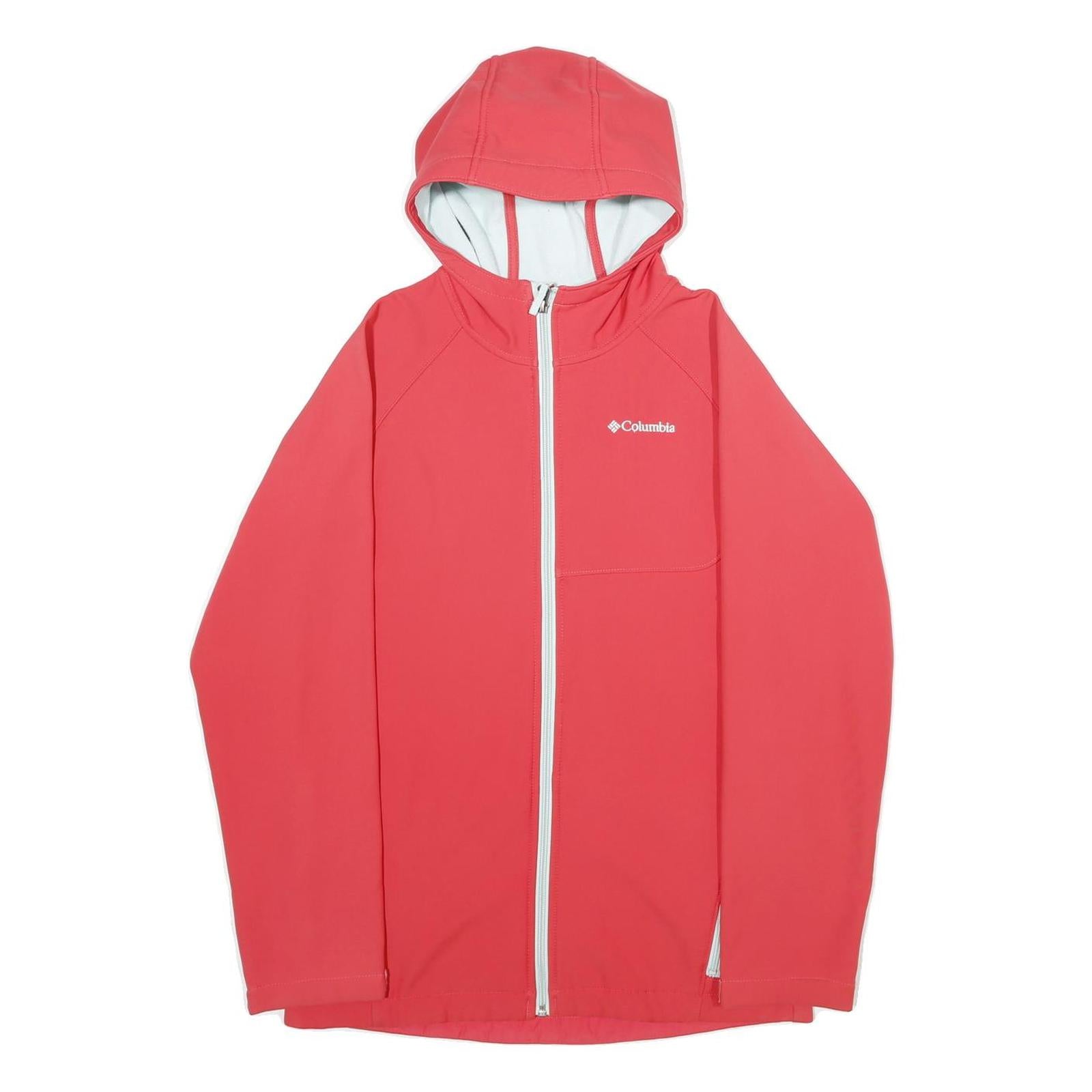 COLUMBIA Womens Red Pink Hooded Zip Jacket XL Softshell Plain Lightweight