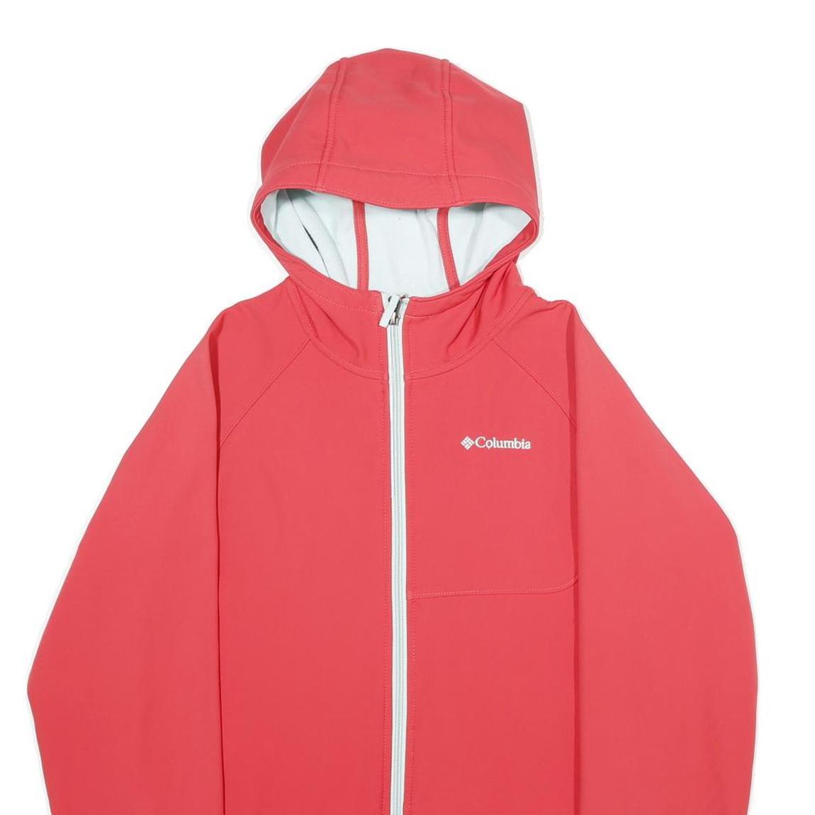 COLUMBIA Womens Red Pink Hooded Zip Jacket XL Softshell Plain Lightweight