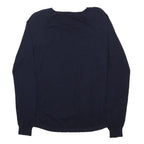 OASIS Womens Navy Blue Butterfly Patterned Plain Crew Neck Basic Knit Jumper S