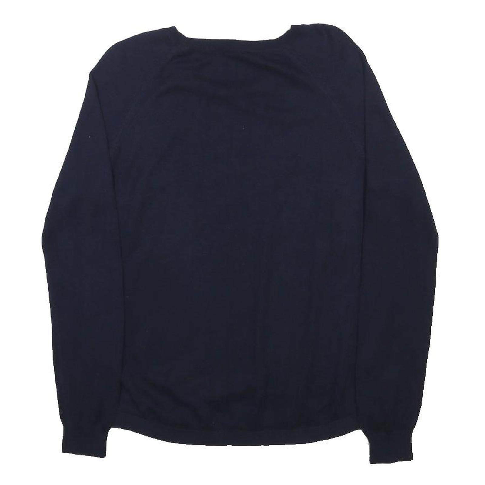 OASIS Womens Navy Blue Butterfly Patterned Plain Crew Neck Basic Knit Jumper S