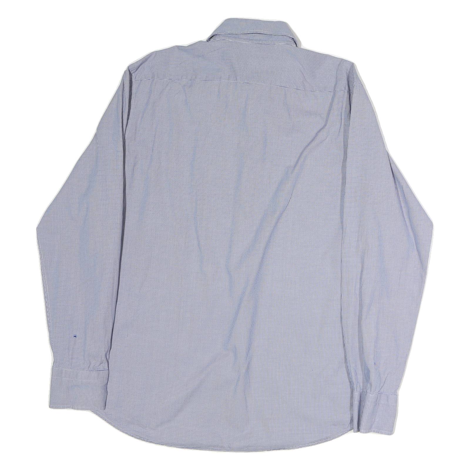 BOSS HUGO BOSS Mens Blue Check Shirt M Business Casual Cotton Long Sleeve