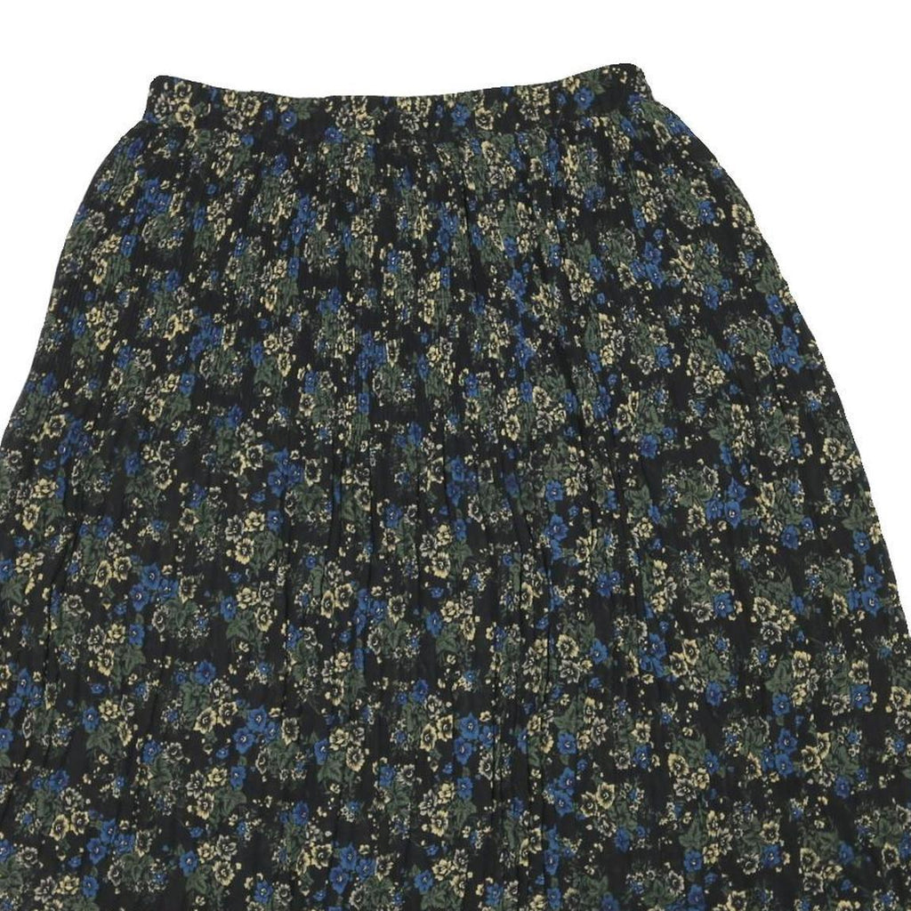 SAG HARBOR Womens Black Floral Pleated Midi Polyester Blend Skirt XL