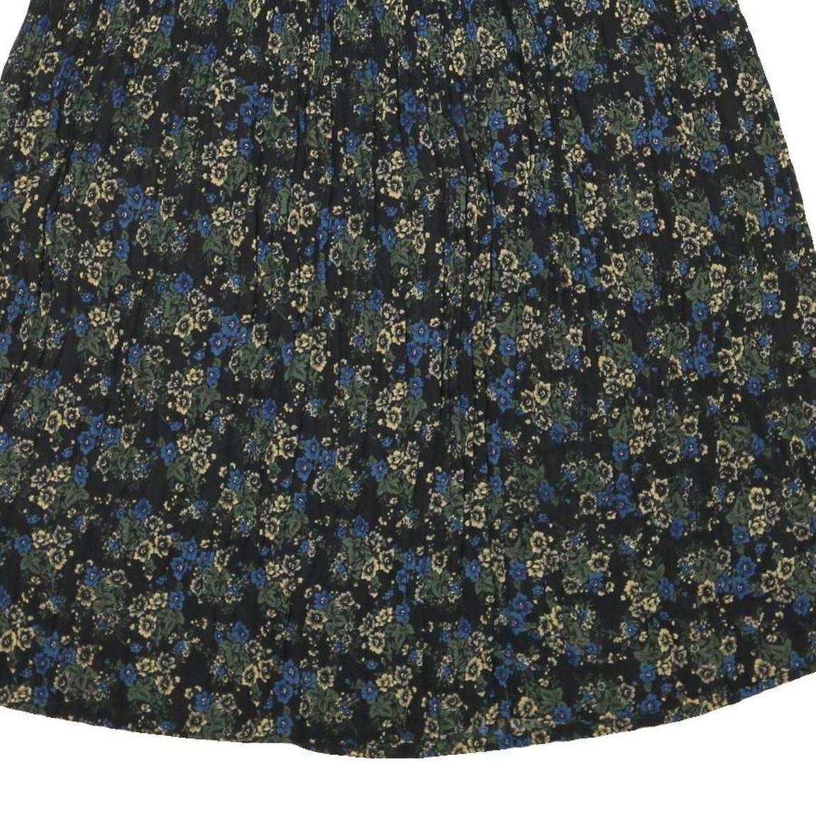 SAG HARBOR Womens Black Floral Pleated Midi Polyester Blend Skirt XL
