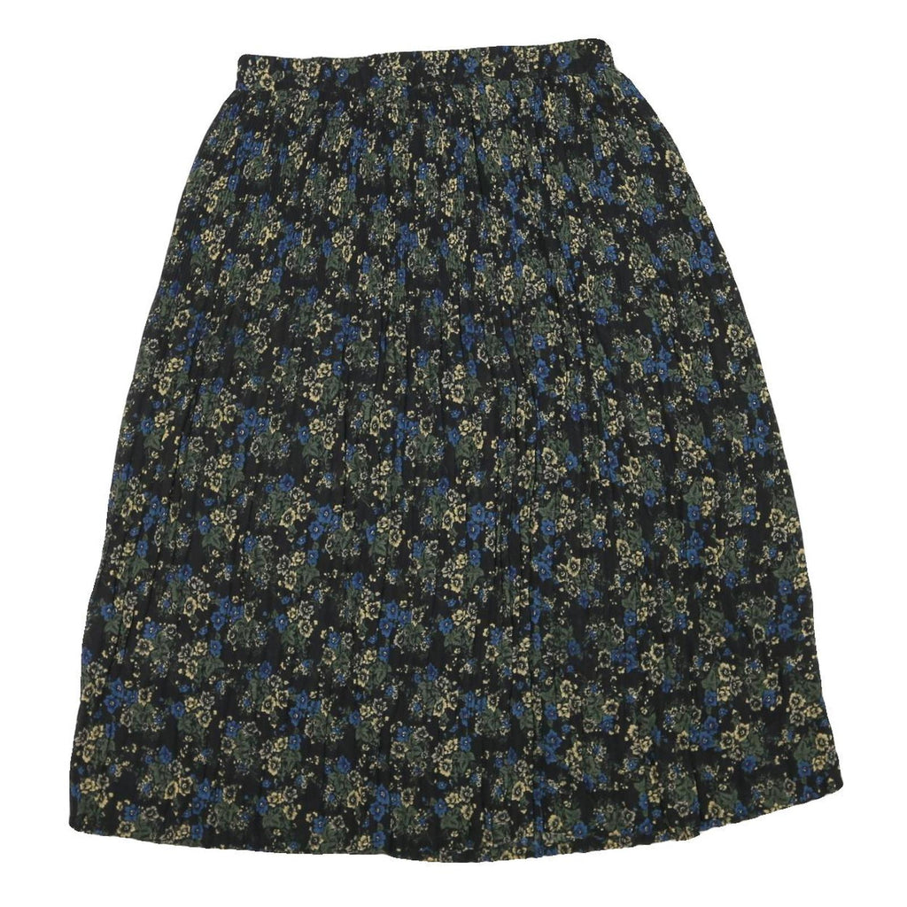 SAG HARBOR Womens Black Floral Pleated Midi Polyester Blend Skirt XL