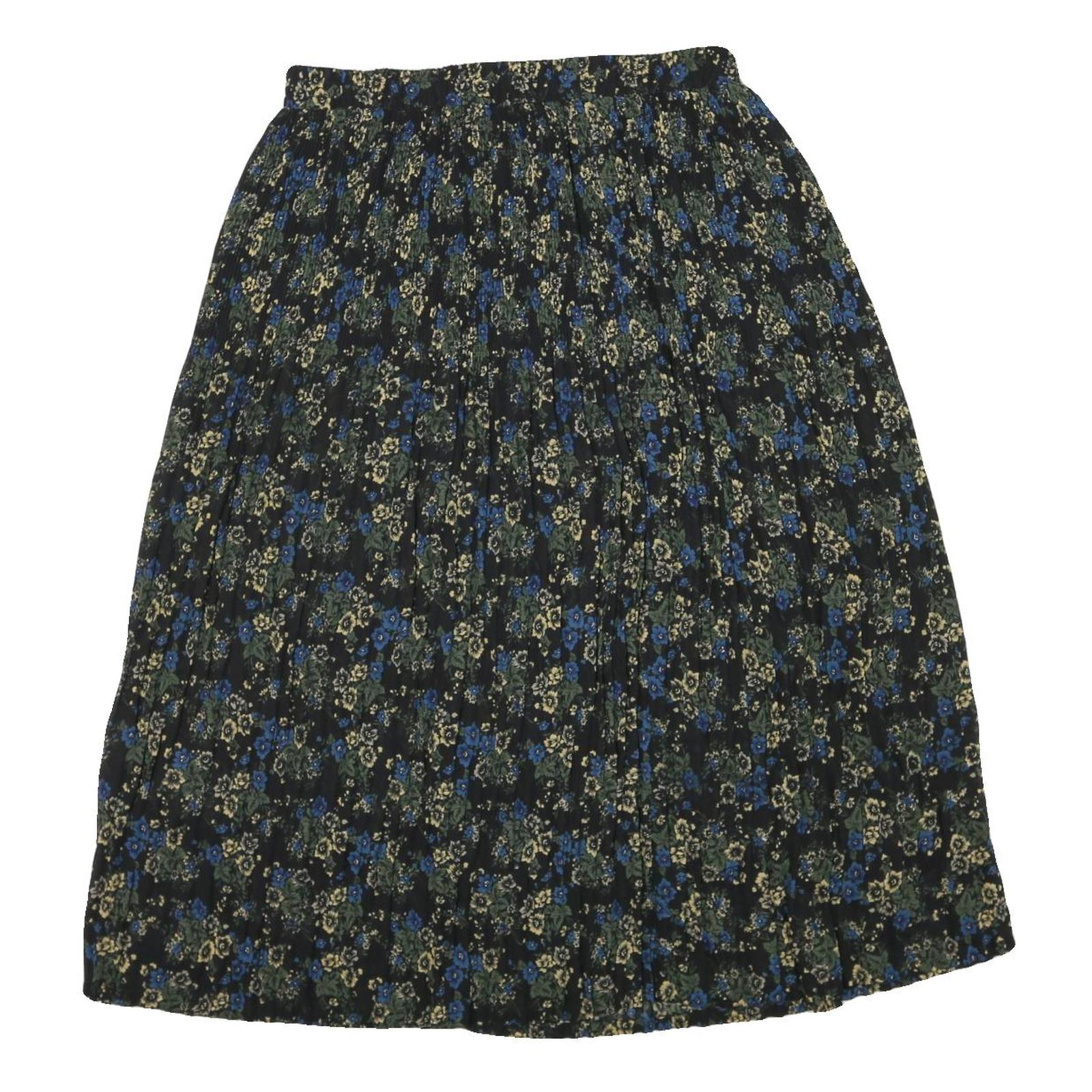 SAG HARBOR Womens Black Floral Pleated Midi Polyester Blend Skirt XL