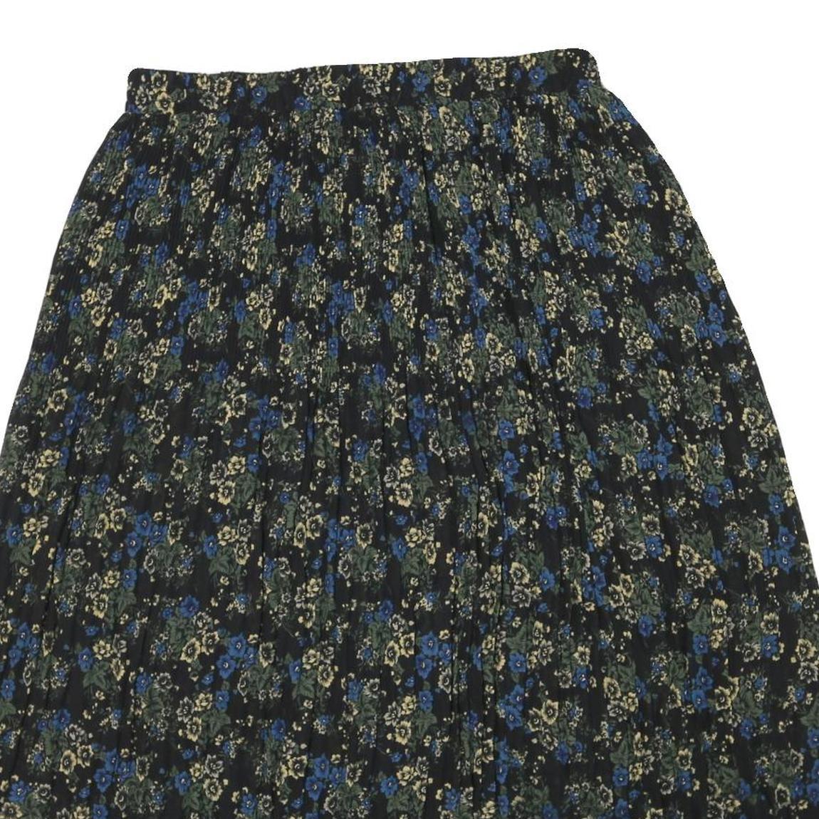 SAG HARBOR Womens Black Floral Pleated Midi Polyester Blend Skirt XL