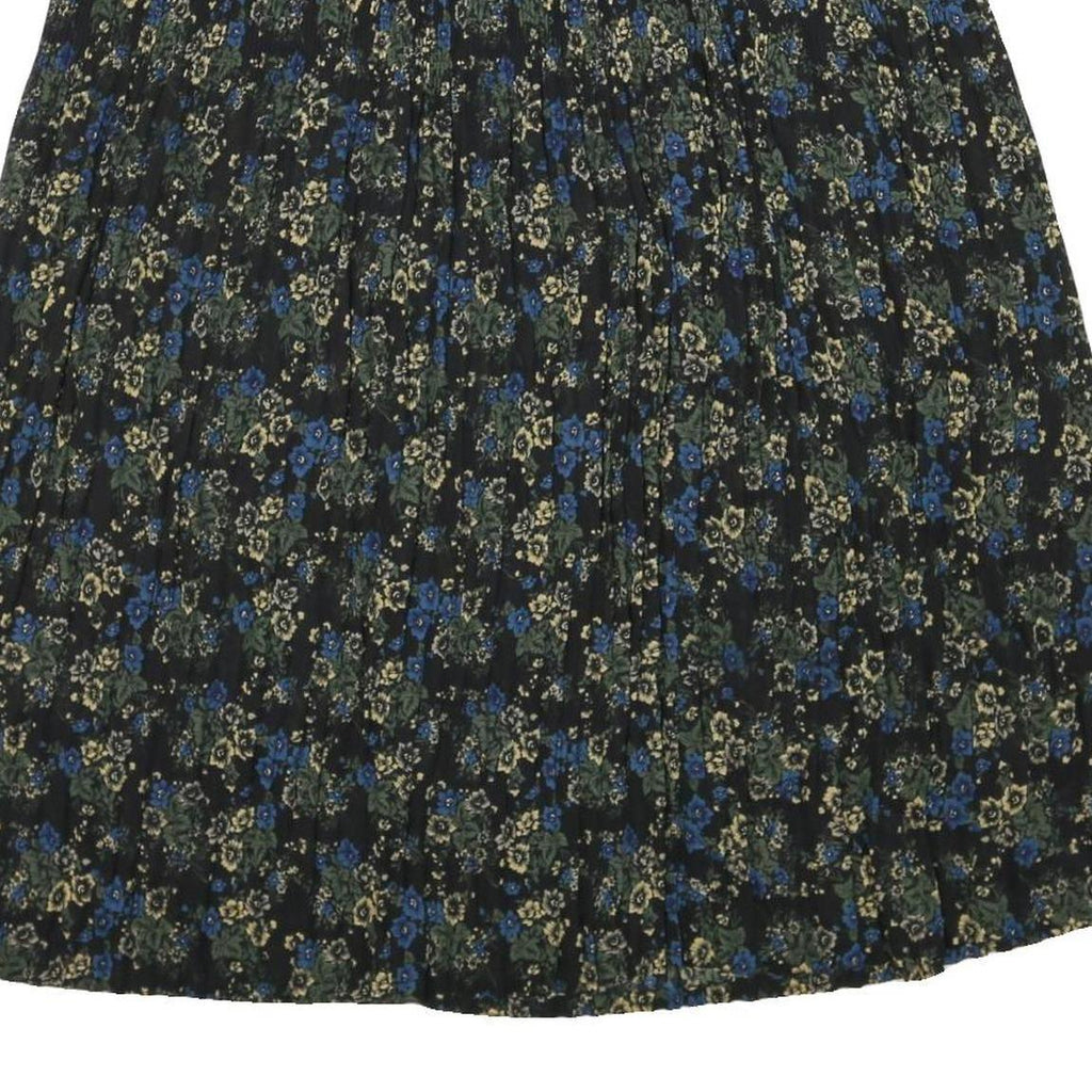 SAG HARBOR Womens Black Floral Pleated Midi Polyester Blend Skirt XL