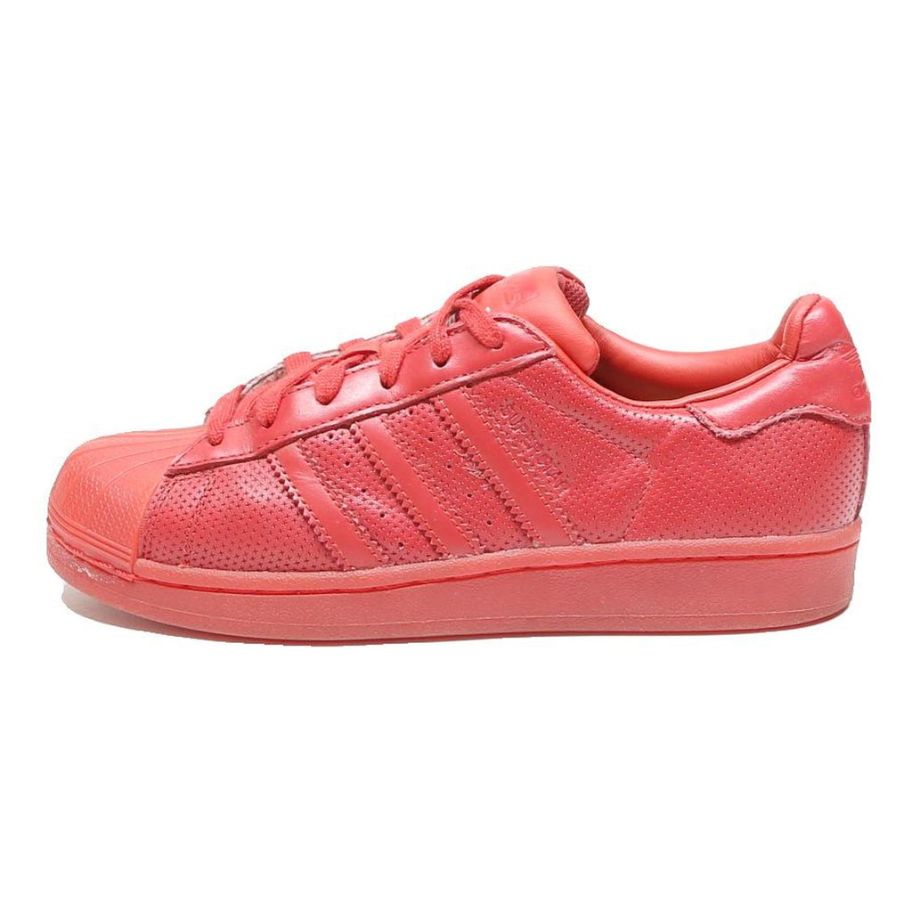 ADIDAS Superstar Boys Low Top Trainers Leather Red UK 4.5 Casual Sports