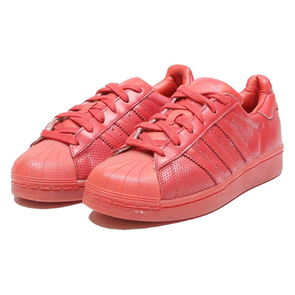 ADIDAS Superstar Boys Low Top Trainers Leather Red UK 4.5 Casual Sports
