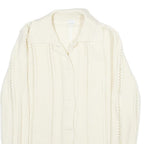ST MICHAEL Womens Cream Plain Button Up Patterned Jumper Crew Neck UK 14 Acrylic