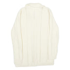 ST MICHAEL Womens Cream Plain Button Up Patterned Jumper Crew Neck UK 14 Acrylic