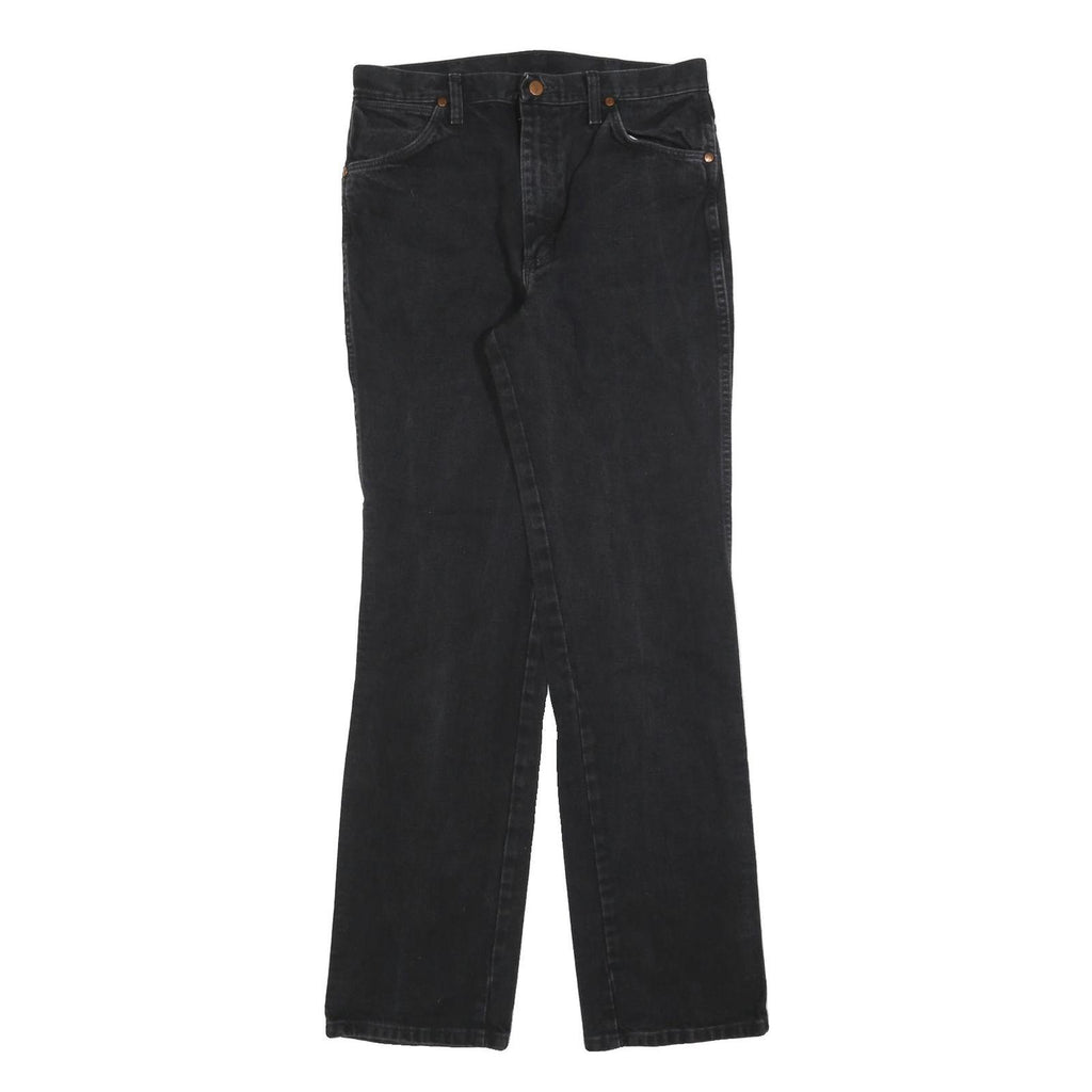 WRANGLER Mens Regular Black Cotton Blend Denim Jeans W32 L34 Zip Pocket