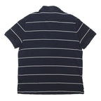TOMMY HILFIGER Mens Navy Blue & White Striped Short Sleeve Polo Shirt L Cotton