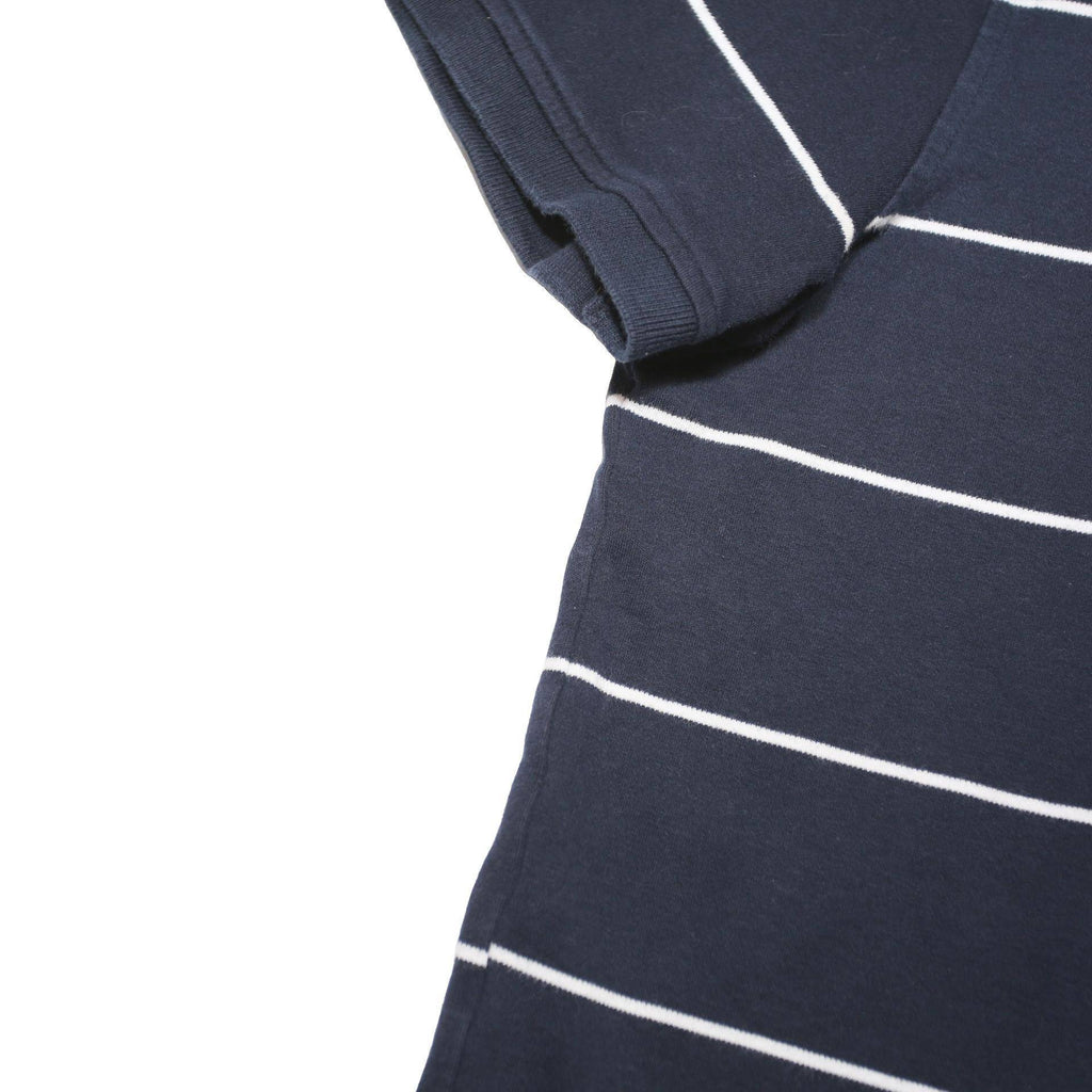 TOMMY HILFIGER Mens Navy Blue & White Striped Short Sleeve Polo Shirt L Cotton