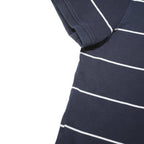 TOMMY HILFIGER Mens Navy Blue & White Striped Short Sleeve Polo Shirt L Cotton