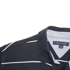TOMMY HILFIGER Mens Navy Blue & White Striped Short Sleeve Polo Shirt L Cotton