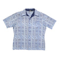 JOEL Mens Blue Patterned Polyester Shirt L Casual Short Sleeve Button Collar