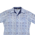 JOEL Mens Blue Patterned Polyester Shirt L Casual Short Sleeve Button Collar