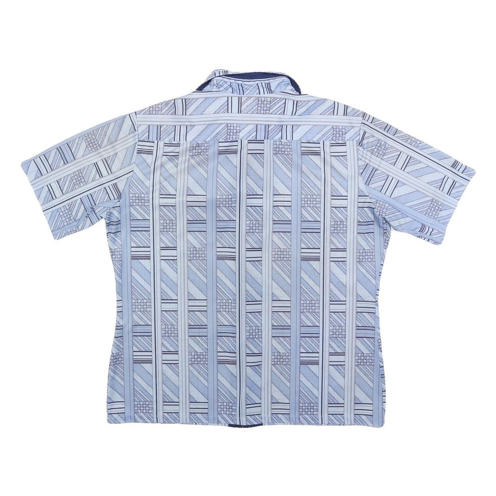 JOEL Mens Blue Patterned Polyester Shirt L Casual Short Sleeve Button Collar