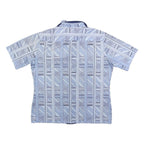 JOEL Mens Blue Patterned Polyester Shirt L Casual Short Sleeve Button Collar