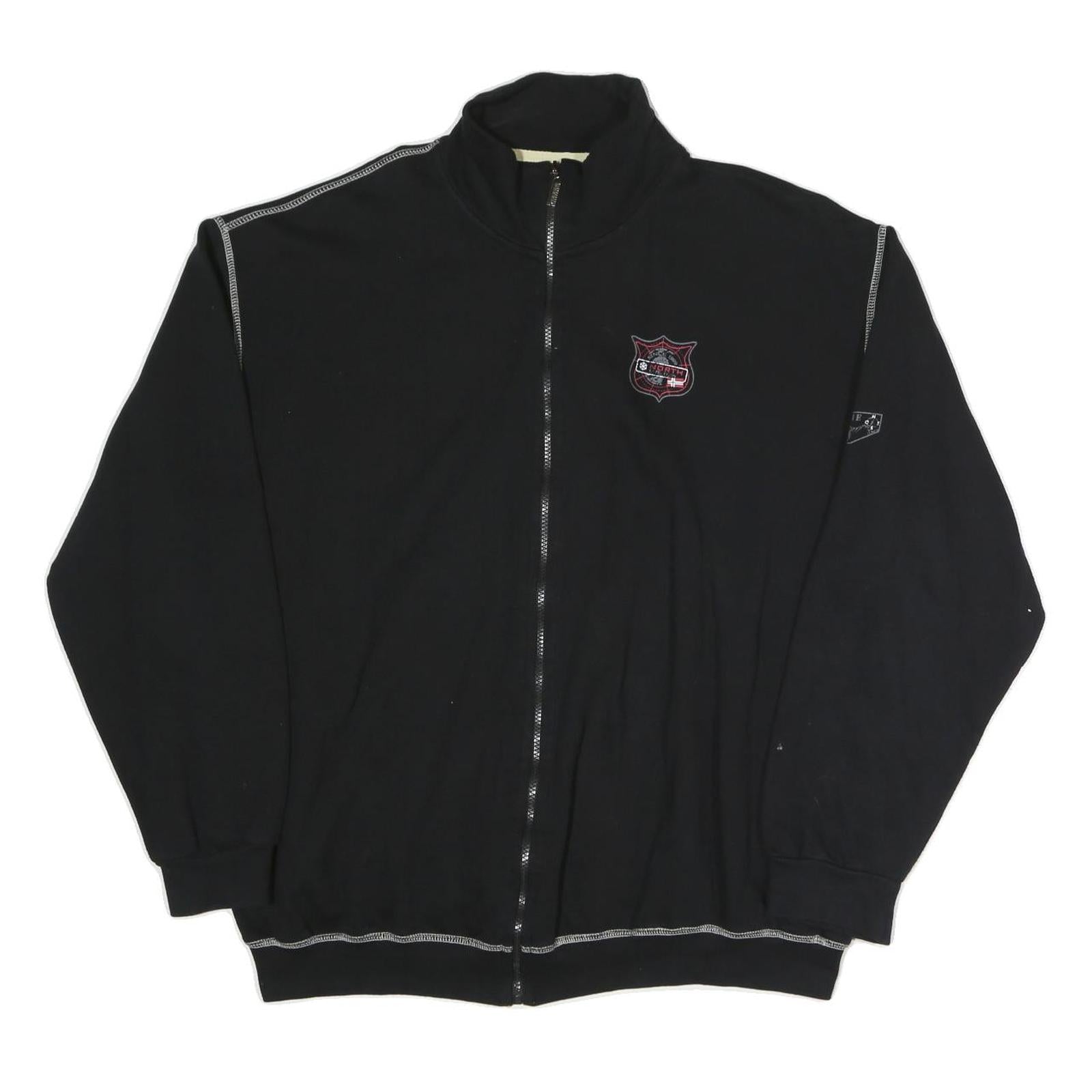 ATLAS FOR MEN Mens Black Cotton Blend Zip Jacket 2XL Casual Everyday Wear
