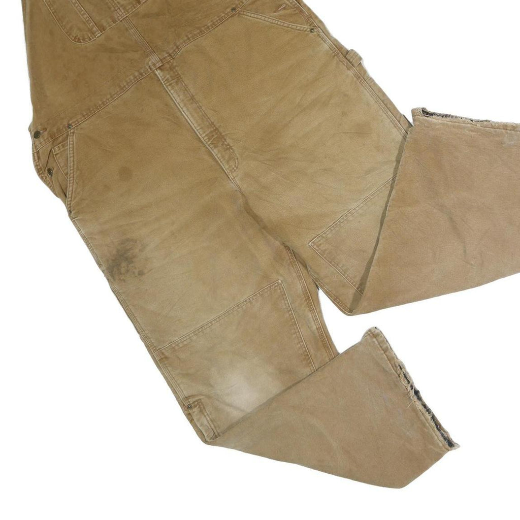 CARHARTT Mens Beige Cotton Blend Dungarees Loose Fit 2XL W43 L31 Workwear