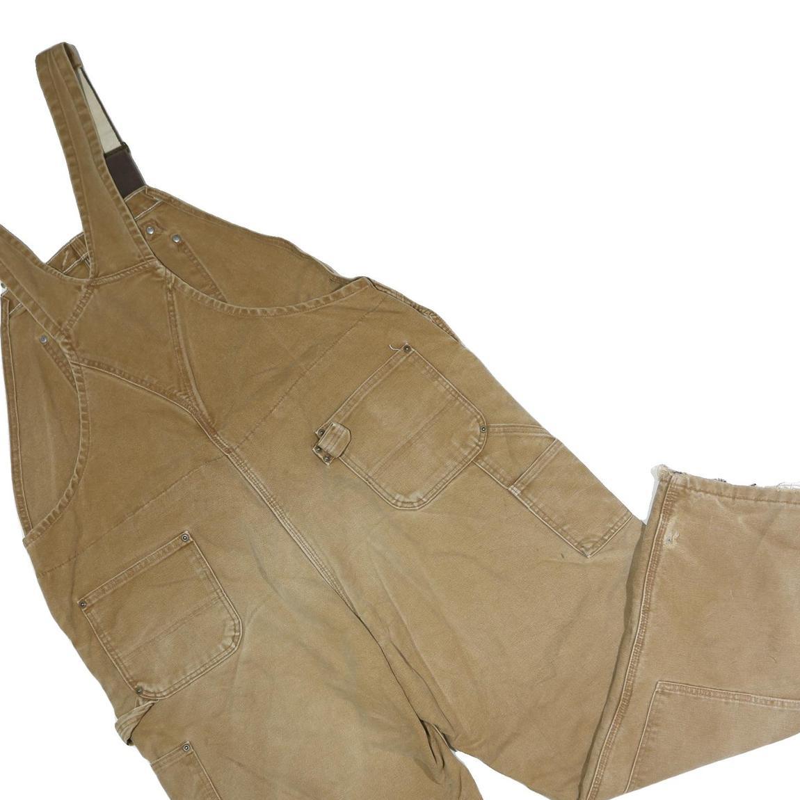 CARHARTT Mens Beige Cotton Blend Dungarees Loose Fit 2XL W43 L31 Workwear