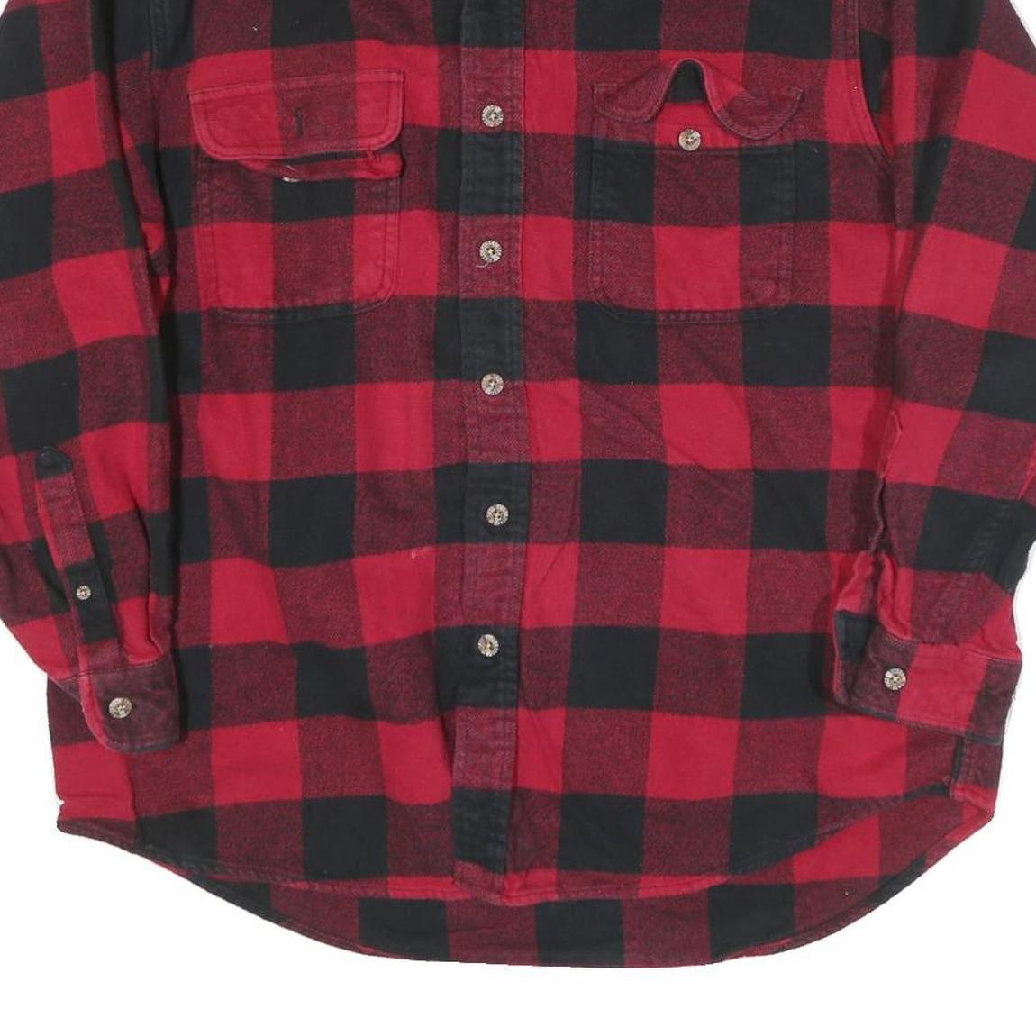 FIELD & STREAM Mens Red & Black Check Shirt L Cotton Blend Lumberjack Long