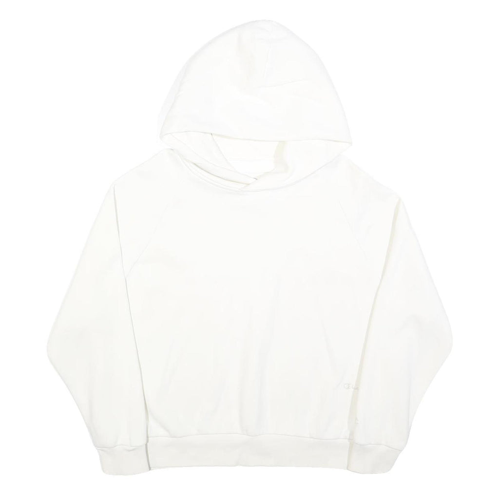 CHAMPION Womens White Hoodie M Cotton Blend Pullover Casual Sweatshirt