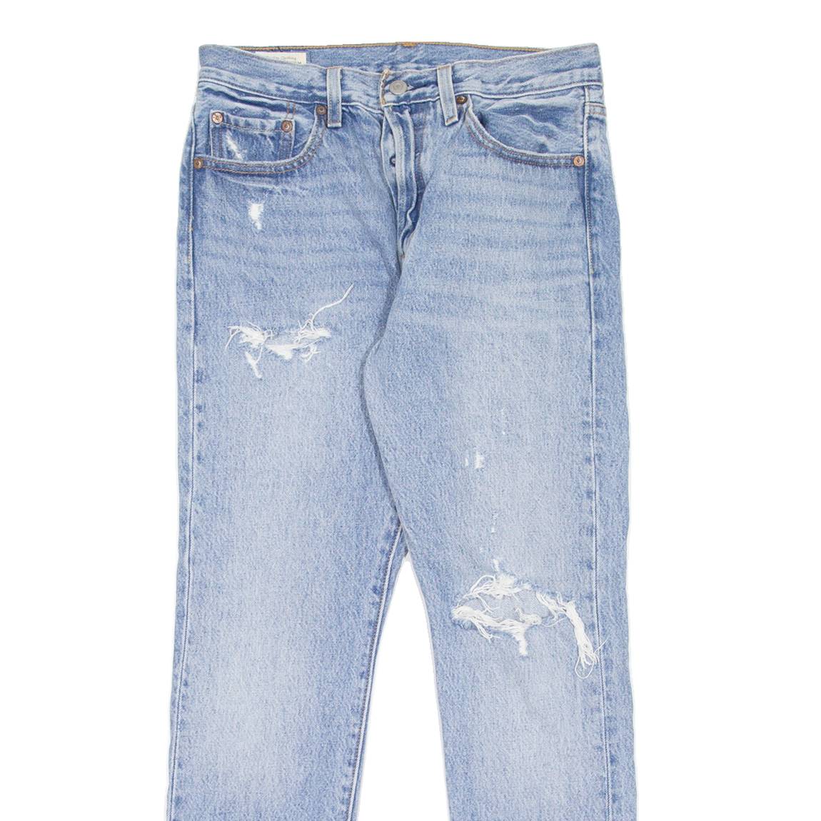 LEVI'S 501 BIG E Jeans Distressed Womens Blue Straight Stone Wash W28 L28