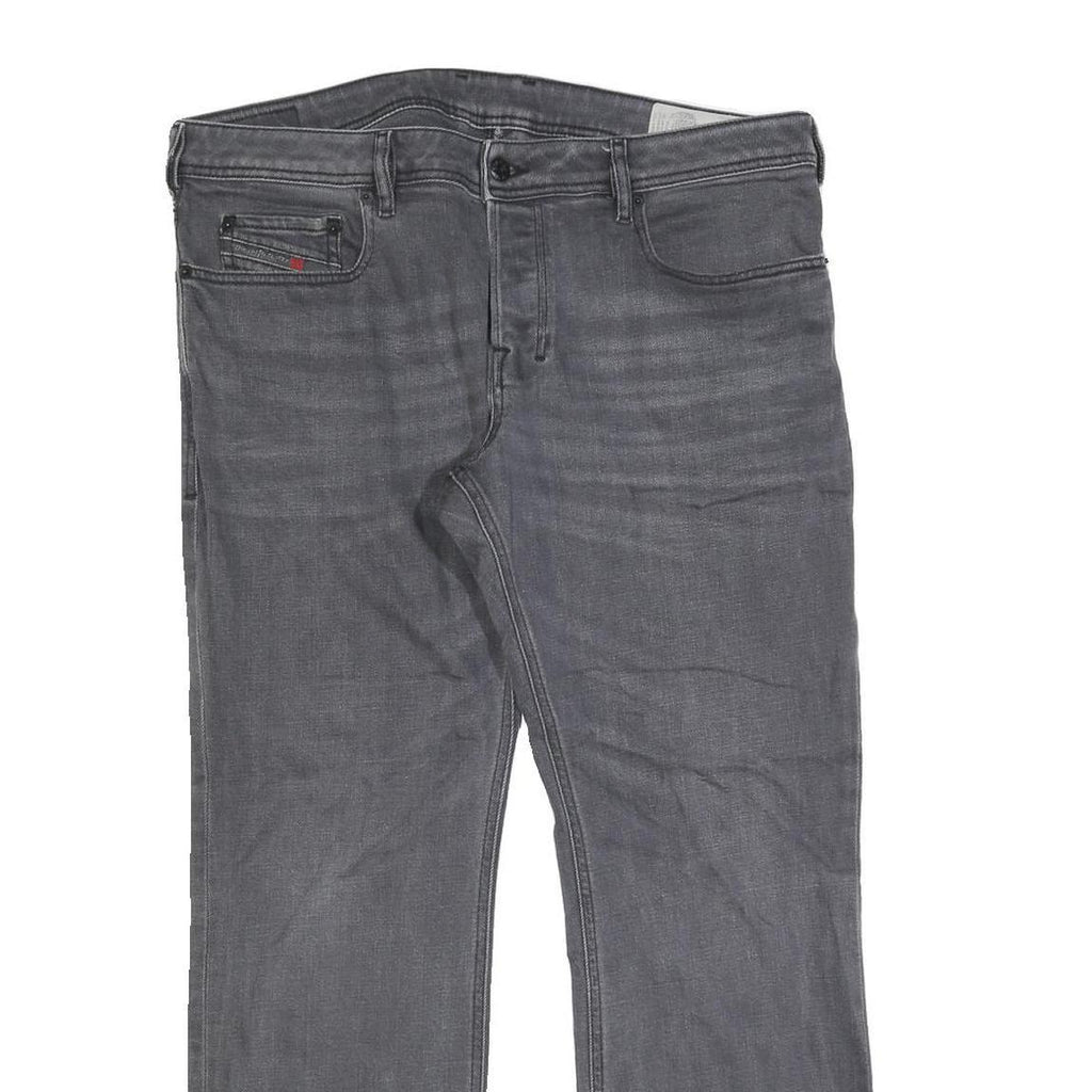 DIESEL Mens Jeans Grey Regular Straight Denim Medium W37 L30 Zip Closure