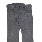 DIESEL Mens Jeans Grey Regular Straight Denim Medium W37 L30 Zip Closure