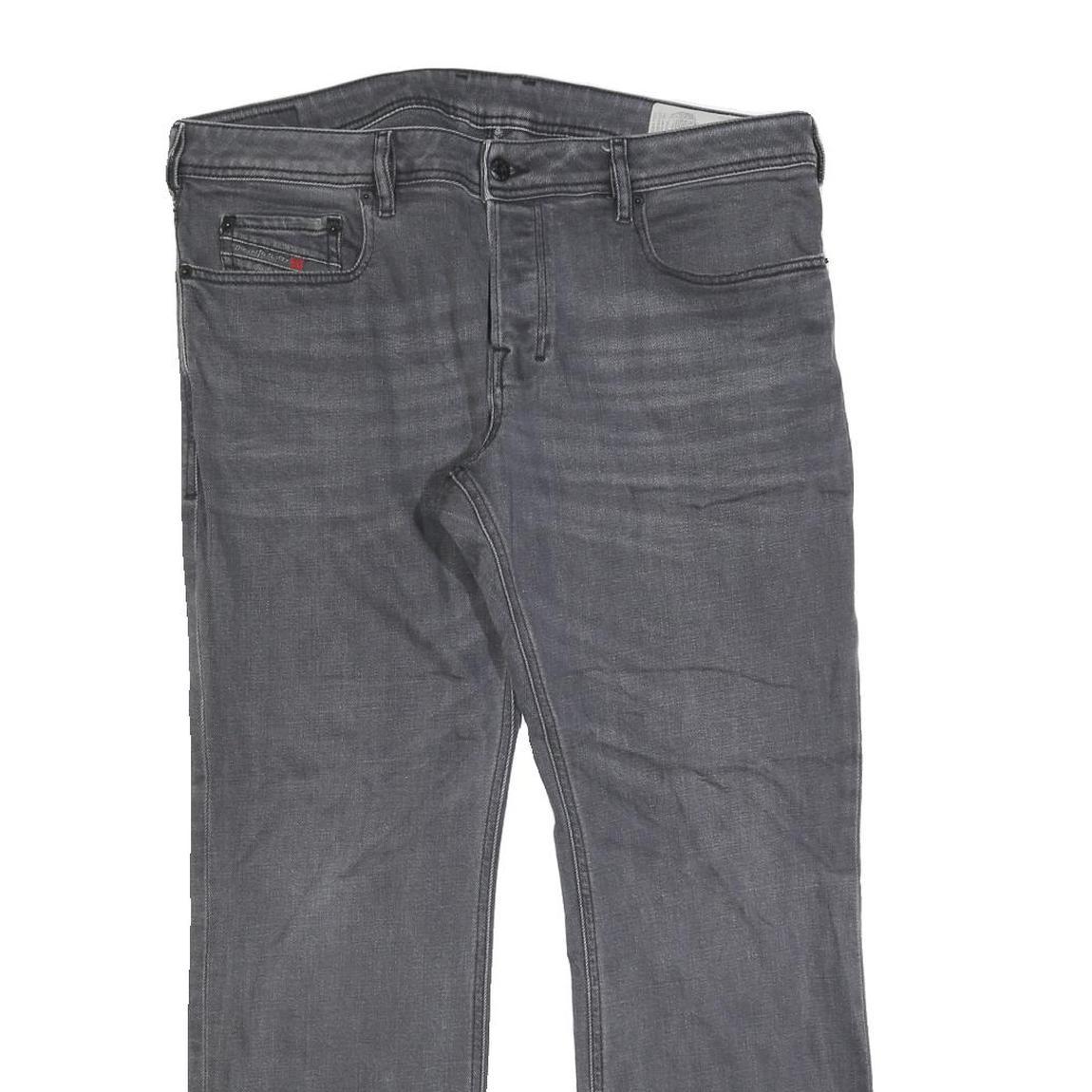 DIESEL Mens Jeans Grey Regular Straight Denim Medium W37 L30 Zip Closure