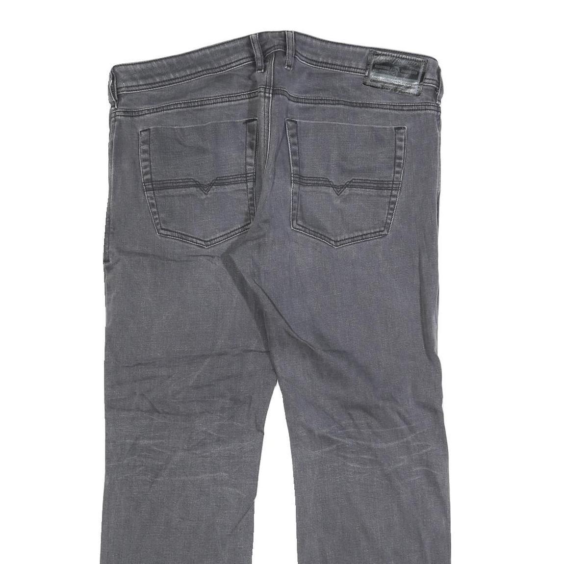 DIESEL Mens Jeans Grey Regular Straight Denim Medium W37 L30 Zip Closure