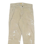 CARHARTT Mens Cotton Blend Beige Relaxed Tapered Trousers W32 L29 Workwear