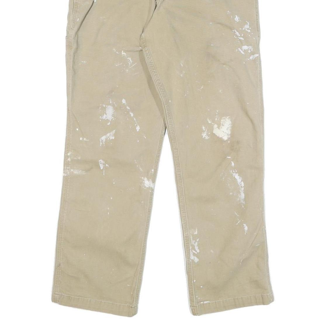 CARHARTT Mens Cotton Blend Beige Relaxed Tapered Trousers W32 L29 Workwear