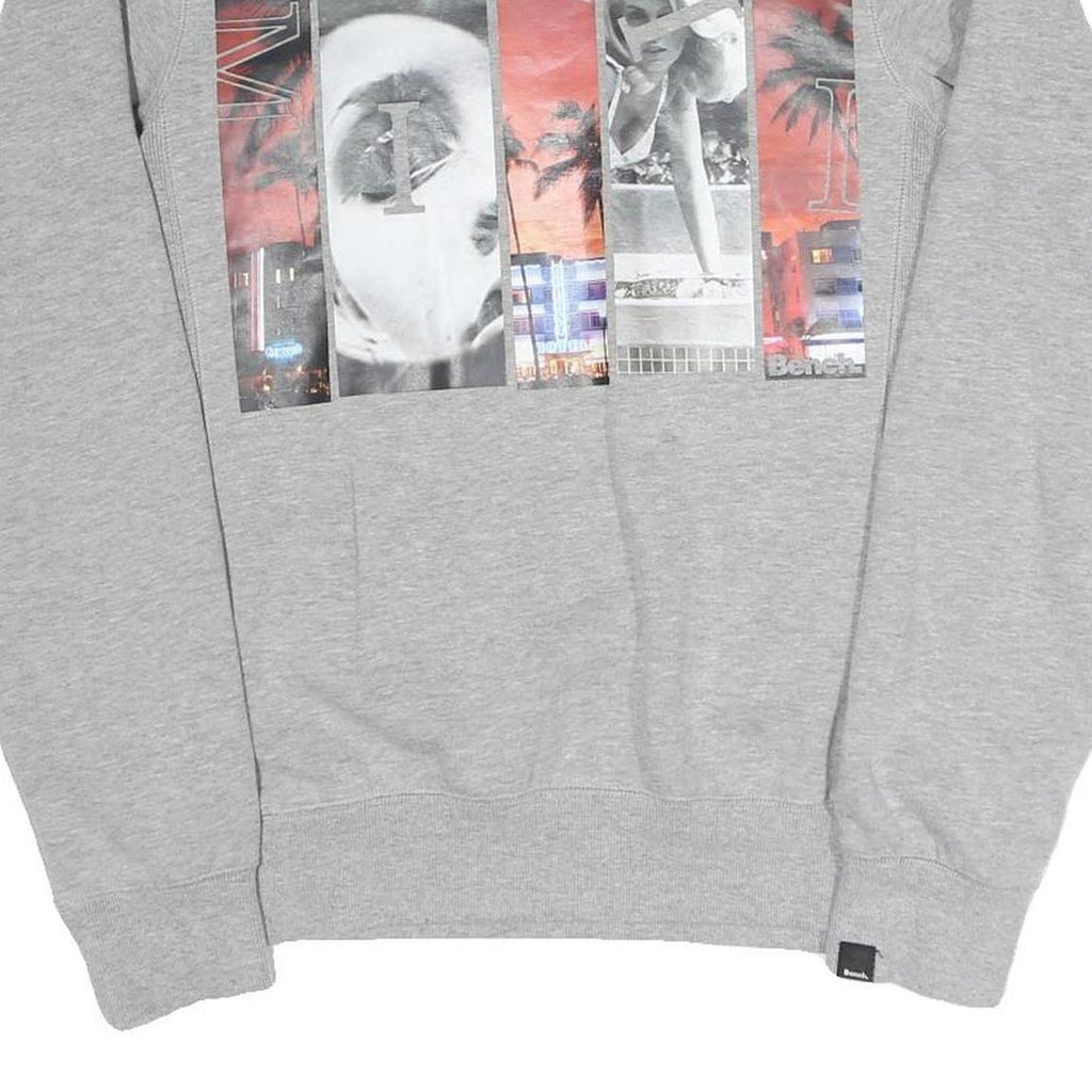 BENCH Mens Grey Cotton Blend Crew Neck M Graphic Print Casual Sweatshirt