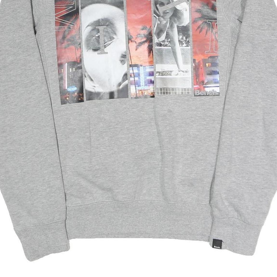 BENCH Mens Grey Cotton Blend Crew Neck M Graphic Print Casual Sweatshirt