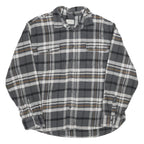 JACHS Mens Grey & Orange Cotton Plaid Shirt 2XL Long Sleeve Button Front