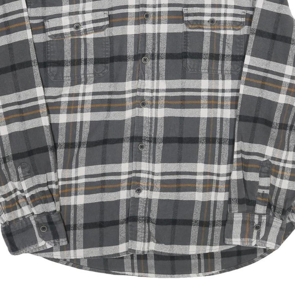 JACHS Mens Grey & Orange Cotton Plaid Shirt 2XL Long Sleeve Button Front
