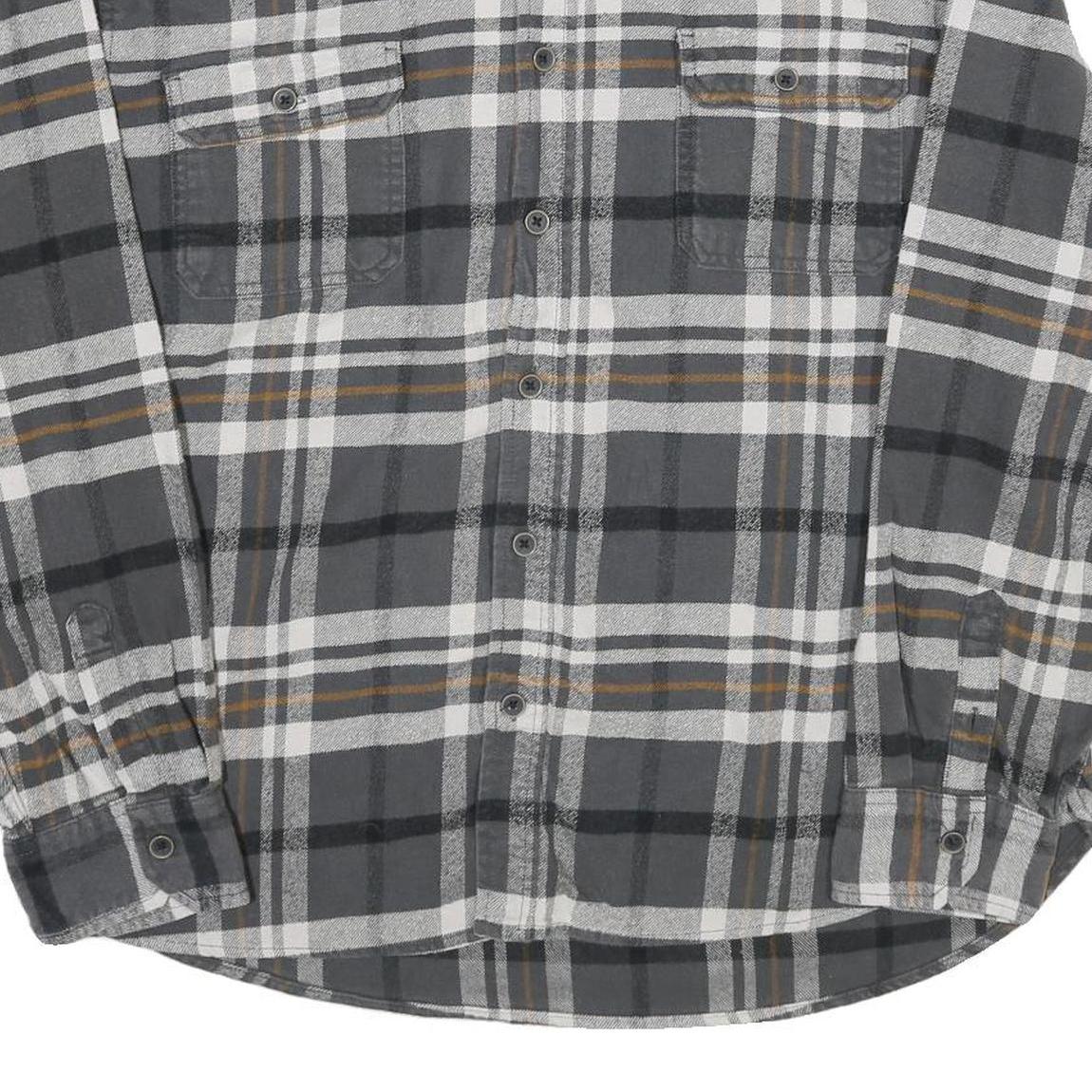 JACHS Mens Grey & Orange Cotton Plaid Shirt 2XL Long Sleeve Button Front