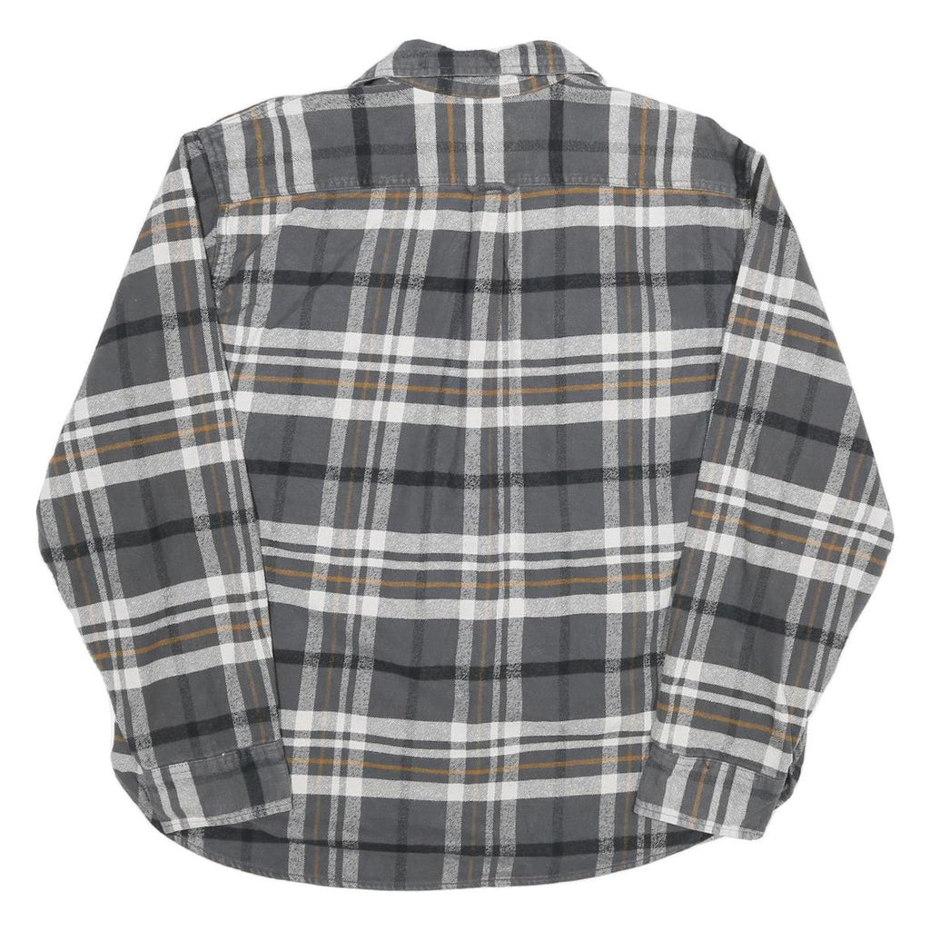 JACHS Mens Grey & Orange Cotton Plaid Shirt 2XL Long Sleeve Button Front