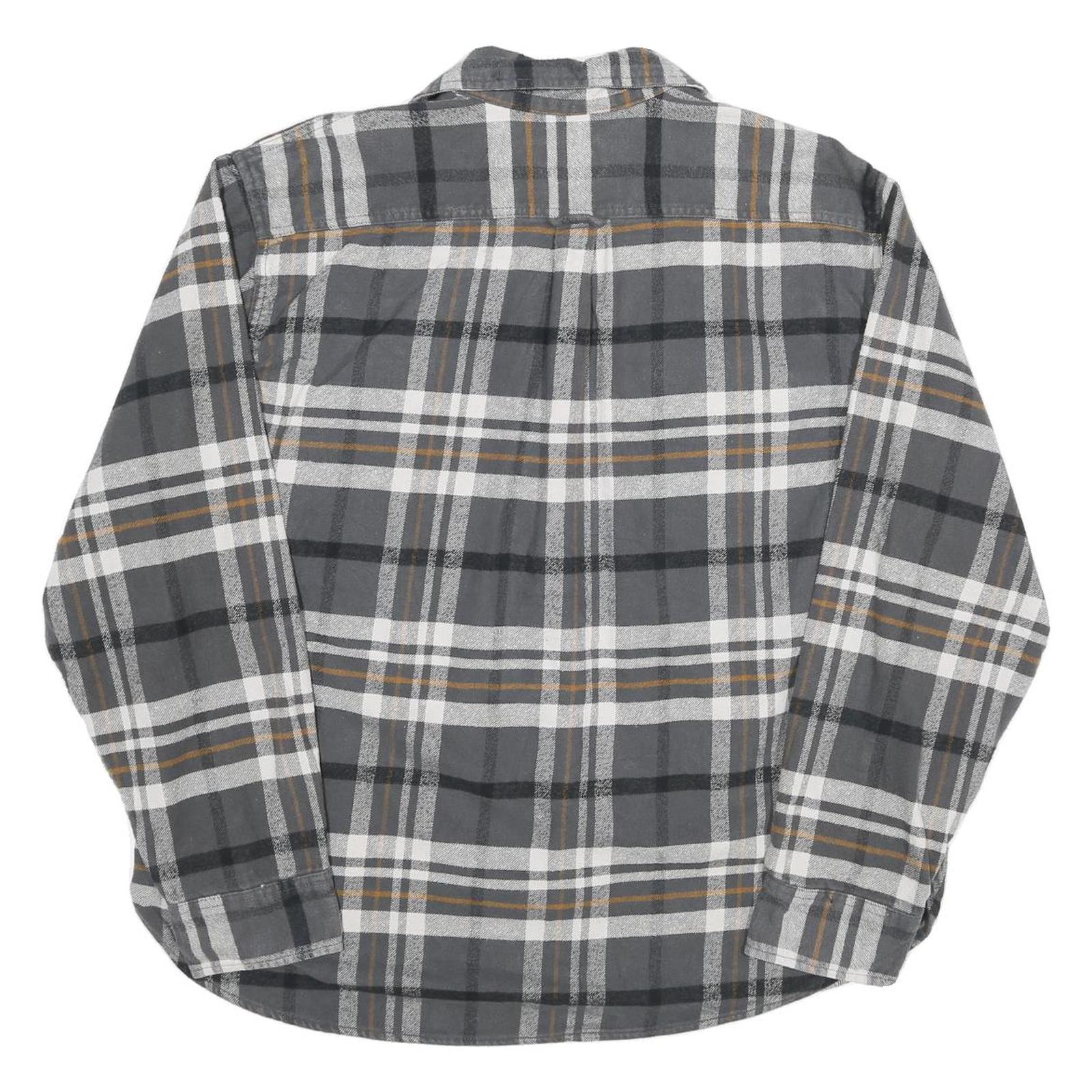 JACHS Mens Grey & Orange Cotton Plaid Shirt 2XL Long Sleeve Button Front