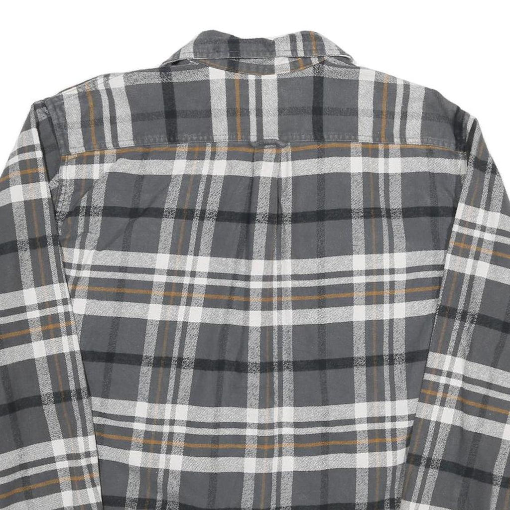 JACHS Mens Grey & Orange Cotton Plaid Shirt 2XL Long Sleeve Button Front