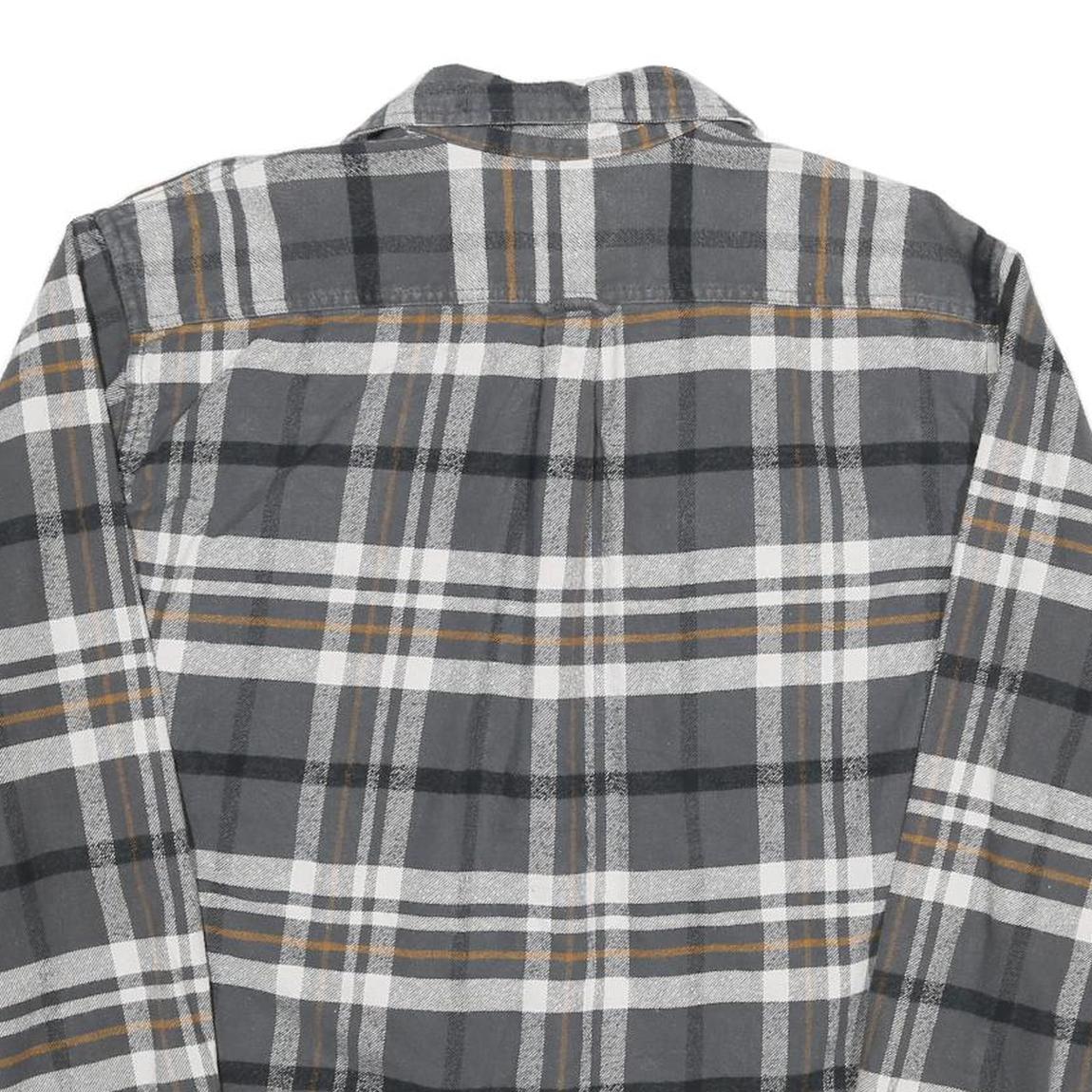 JACHS Mens Grey & Orange Cotton Plaid Shirt 2XL Long Sleeve Button Front