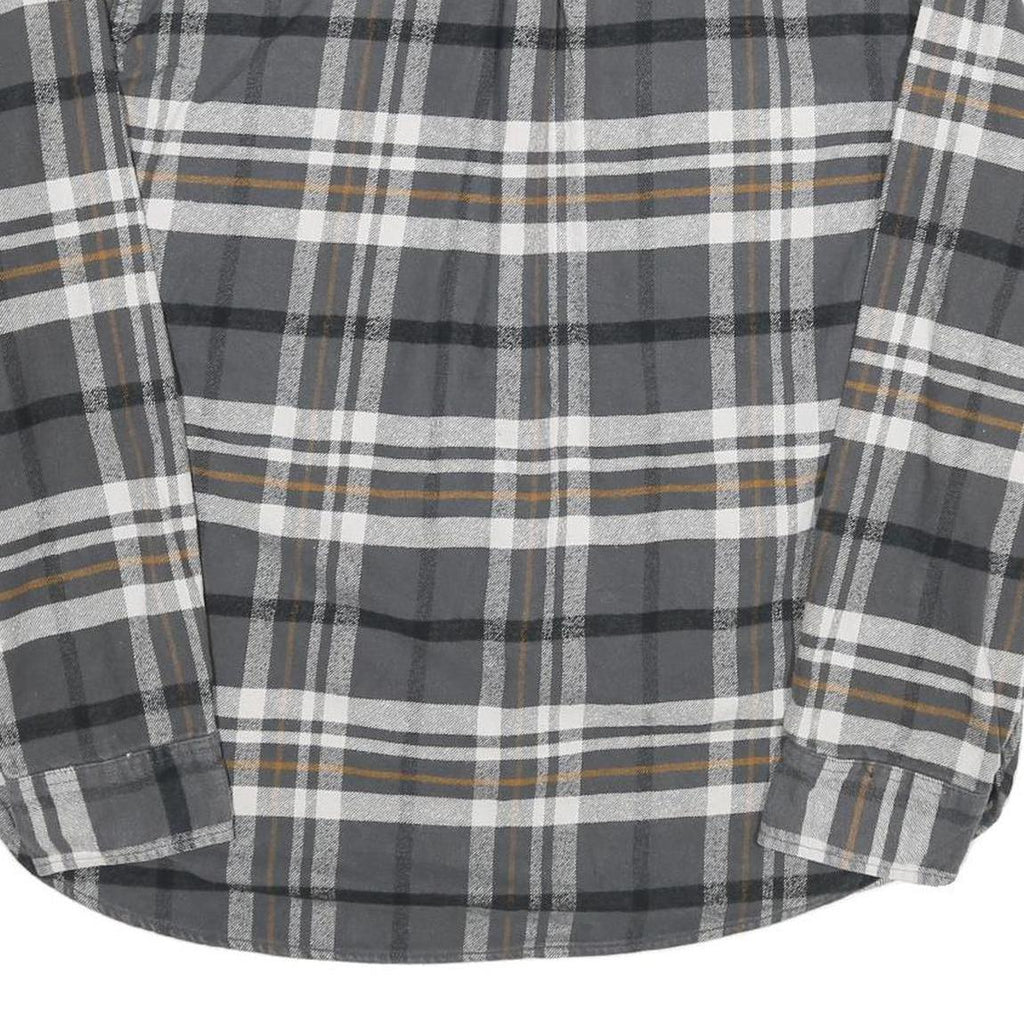 JACHS Mens Grey & Orange Cotton Plaid Shirt 2XL Long Sleeve Button Front