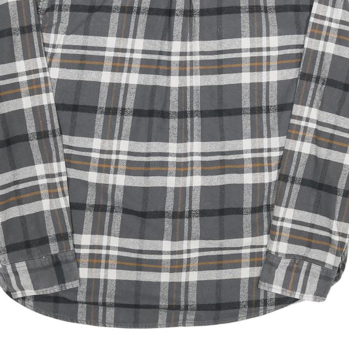 JACHS Mens Grey & Orange Cotton Plaid Shirt 2XL Long Sleeve Button Front