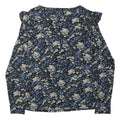 F&F Womens Black Blue Floral Print Top Long Sleeve Round Neck UK 12 Cotton Blend