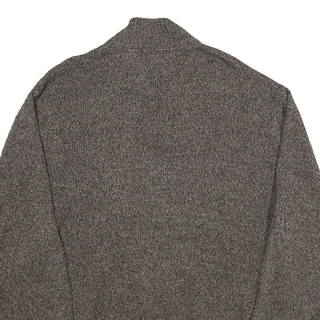 CHAPS Mens Brown Brown Button Up Plain Crew Neck Chunky Knit XL Cotton Jumper